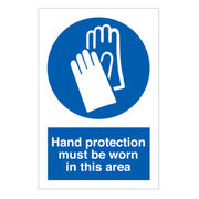 Hand Protection Must Be Worn In This Area Sign